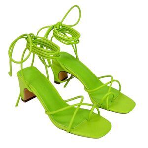 XY London Womens/Ladies Atlas Strappy Square Toe Lace Up Mid Block Heel Sandals